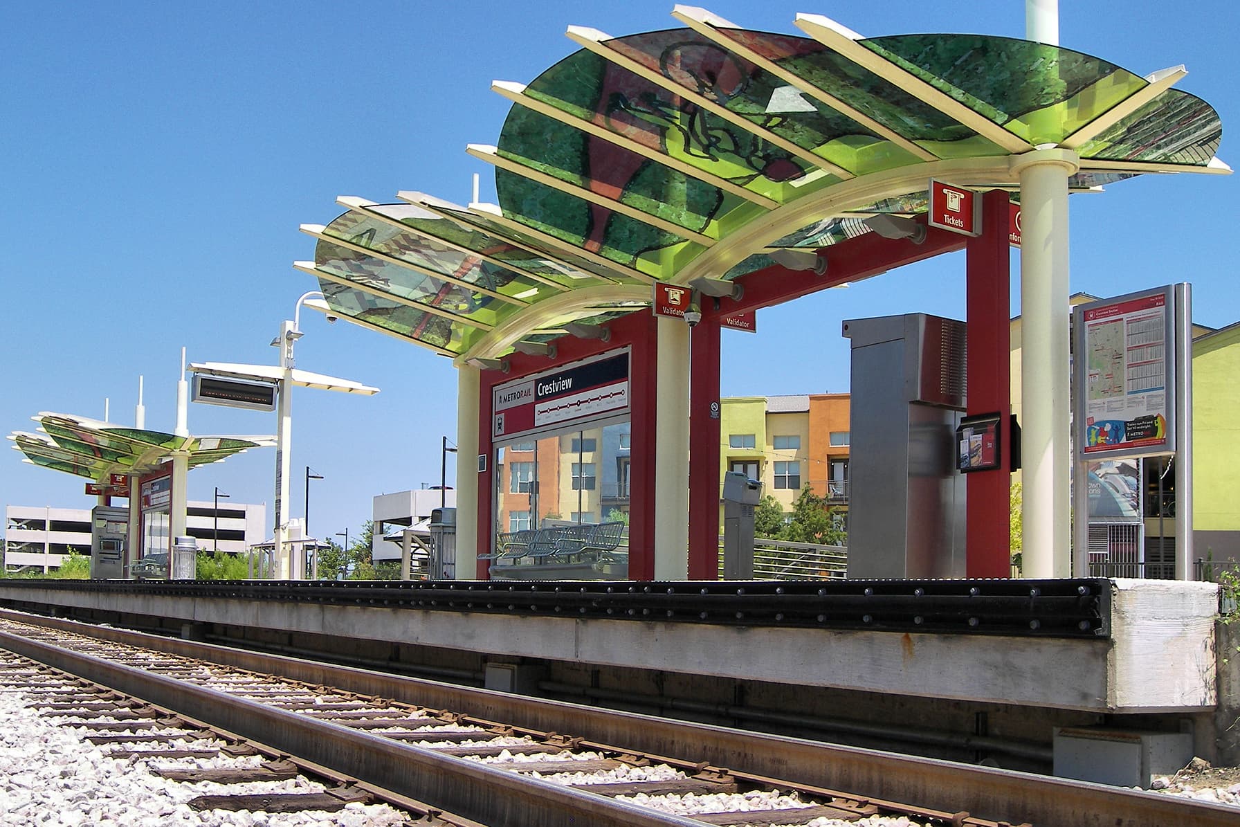 Crestview Station, a Capital MetroRail stop on Airport Boulevard in Austin